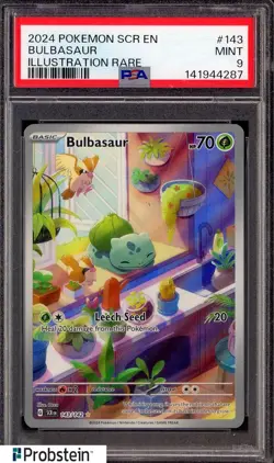2024 Pokemon SCR EN Illustration Rare #143 Bulbasaur PSA 9 MINT - Image 1