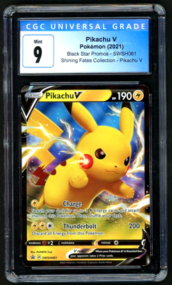 Pokemon Pikachu V 2021 Black Star Promo SWSH061 Shining CGC 9 - Image 1