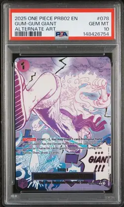 2025 One Piece PRB02 the best - Vol.2 Gum-Gum Giant Alt Art 078 PSA 10 - Image 1
