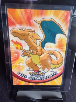 POKEMON Topps Cards CHARIZARD #6 Non Holo Blue Logo Near Mint TV Animation 1999! - Image 1