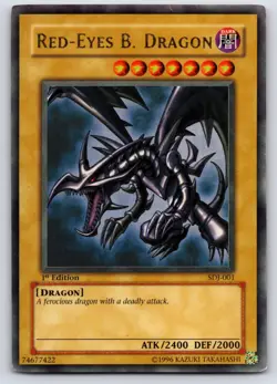 MP Yugioh Red-Eyes Black Dragon SDJ-001 1st Edition Holo Rare Yu-Gi-Oh! - Image 1