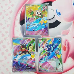 Rowlett 043 + Litten 044 + Popplio 045 - First Partner Pokemon Cards #L335 - Image 1