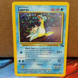Pokemon TCG Lapras Fossil Holo Unlimited Rare Card 10/62 LP Condition - Image 1