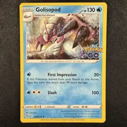 Pokemon TCG Golisiopod Pokemon GO 026/078 Holo Rare Stamped Card - Image 1
