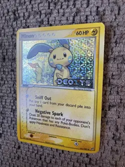 2005 Pokemon EX Deoxys 41/107 Minun Reverse Holo MP Rare Vintage Card STAMPED - Image 3