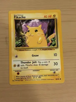 Pokemon TCG Pikachu Base Set Yellow Cheeks 58/102 Rare NM Mint Vintage - Image 1