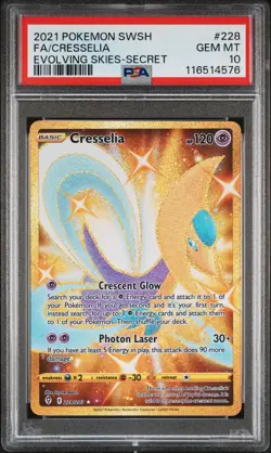 2021 POKEMON SWORD & SHIELD EVOLVING SKIES SECRET #228 FULL ART/CRESSELIA PSA 10 - Image 1