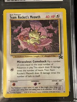 Team Rocket's Meowth Black Star Promo Pokemon #18 Pokemon League CGC 8.5 Nm/mint - Image 2