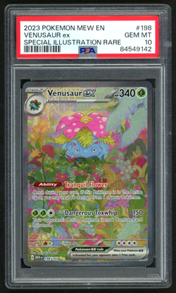 POKEMON VENUSAUR ex 2023 MEW EN-151 SPECIAL ILLUSTRATION RARE #198 PSA 10 - Image 1