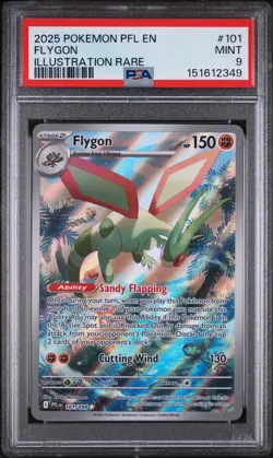 🔥2025 POKEMON PFL EN-PHANTASMAL FLAMES ILLUSTRATION RARE #101 FLYGON PSA 9 MINT - Image 1