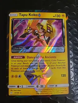 Tapu Koko 51/181 PRISM STAR HOLO RARE Pokemon SM Team Up NM 2019 - Image 1