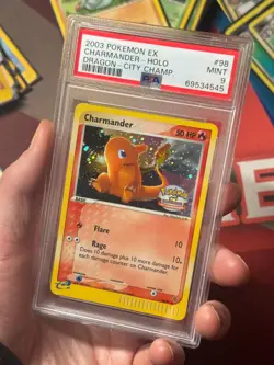 CHARMANDER 98/97 EX Dragon PSA 9 MINT City Championships Promo SWIRL Pokemon TCG - Image 2