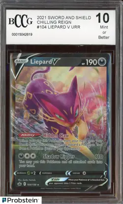 2021 Pokemon SWSH Chilling Reign #104 Liepard V Ultra Rare BCCG 10 - Image 1