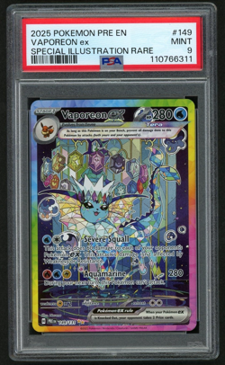 POKEMON VAPOREON ex 2025 PRISMATIC EVOLUTIONS SPECIAL ILL RARE #149 PSA 9 - Image 1