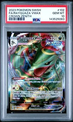 Pokemon Crown Zenith Rayquaza VMAX #102 Full Art PSA 10 - Image 1
