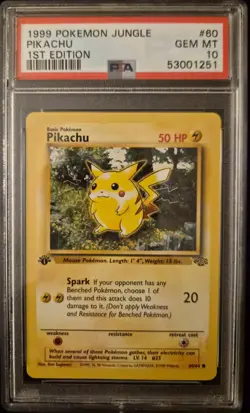 PSA 10 - 1999 Pokemon Jungle 1st Edition Pikachu #60/64 - GEM MINT! - Image 1