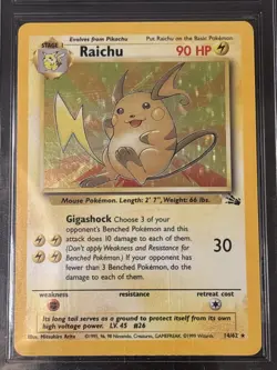 1999 POKEMON FOSSIL #14 RAICHU HOLO Rare Wotc Holo Rare Cgc 8.5 Nm/mint+ - Image 2