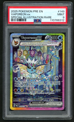 POKEMON VAPOREON ex 2025 PRISMATIC EVOLUTIONS SPECIAL ILL RARE #149 PSA 9 - Image 1