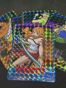 5 PC Lot - Holographic Sticker Cards Nami, Zoro, Usopp, Robin, Sanji ONE PIECE - Image 1