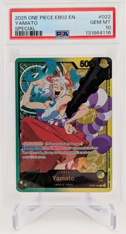 Bandai One Piece CCG EB02 #022 Yamato Leader Special Foil Gem Mint PSA 10 - Image 1