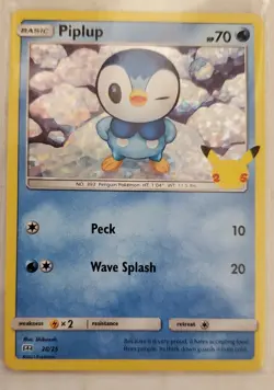 Piplup McDonalds 25th Anniversary Holo Pokemon Card # 20/25 - Image 1