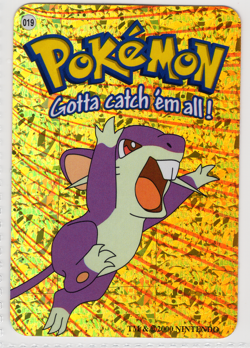 Rattata #019 - Vintage Pokemon Vending Prism Holo Sticker Card 2000 Nintendo - Image 1