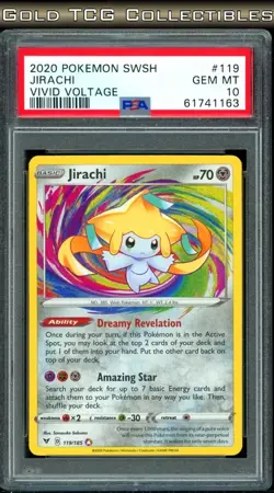 PSA 10 ⭐ Pokemon Jirachi 119 Amazing Rare Vivid Voltage Full Art Graded Card - Image 1