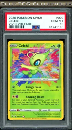 PSA 10 ⭐ Pokemon Celebi 009 Amazing Rare Vivid Voltage Full Art Graded Card - Image 1