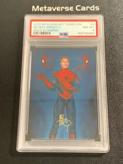 2025 MTG Marvel's Spider-Man Art Series #6 Secret Identity Gold Stamped PSA 8 - Image 1