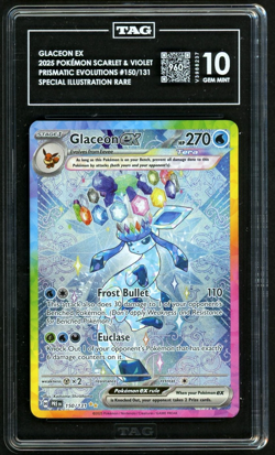 POKEMON GLACEON EX 2025 SCARLET & VIOLET PRISMATIC EVOLUTIONS #150/131 TAG 10 - Image 1