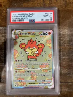 POKEMON 2023 Crown Zenith Full Art SIMISEAR Vstar #GG37 PSA 10 Gem Mint RARE 2 - Image 1
