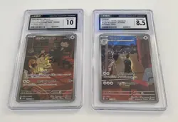 Team Rocket’s Meowth Persian Pokemon Art Rare Holo Japanese 2 Slab Graded Lot - Image 1