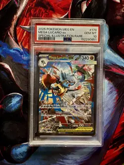2025 POKEMON MEG EN-MEGA EVOLUTION #179 MEGA LUCARIO EX PSA 10 - Image 1