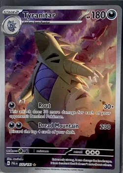 Pokemon TCG Paldea Evolved Tyranitar Card 222/193 Illustration Rare, Full Art - Image 1