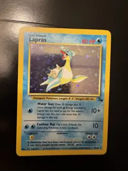 Pokemon TCG Lapras 10/62 Fossil Holo Rare Basic 80 HP Unlimited Wotc 1999 - Image 1