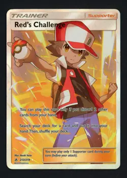 Red's Challenge 213/214 SM Unbroken Bonds Holo Full Art Ultra Rare Pokemon TCG - Image 1