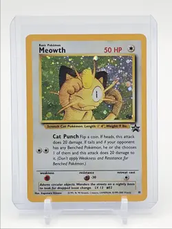 MEOWTH 1999 POKEMON BASE SET WIZARDS OF THE COAST PROMO HOLO 10 Q1048 - Image 1