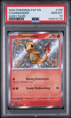 2024 POKEMON PAF EN-PALDEAN FATES SHINY RARE #109 CHARMANDER PSA 10 - Image 1