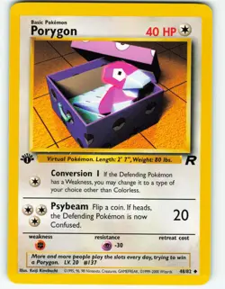 Porygon - 1st Edition - 48/82 Team Rocket - WOTC - Pokemon TCG - 2000 - Image 1