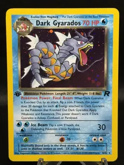 Dark Gyarados Team Rocket Set 8/82 1st Edition Halo Pokemon TCG - Vintage - Image 1