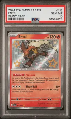 PSA 10 Entei 112/091 Paldean Fates Shiny Graded Pokemon Card - Image 1
