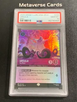 2025 Disney Lorcana EN 9-Fabled #208 Ursula Sea Witch Epic PSA 10 - Image 1