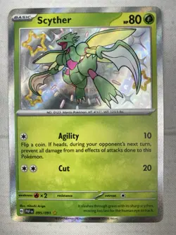 Scyther 095/091 Baby Shiny Holo Rare Paldean Fates Pokemon TCG Card NM - Image 1