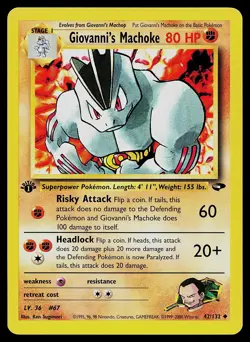 Pokemon Gym Challenge 42/132 Giovanni's Machoke 1st Edition Pokemon Card - Image 1