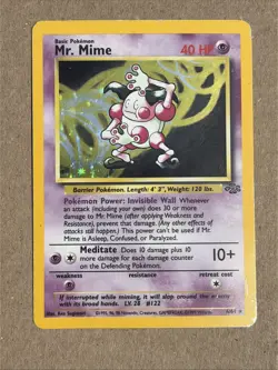 Pokemon TCG Jungle Mr. Mime Card 6/64 Unlimited Edition Holo Rare WOTC-LP - Image 1