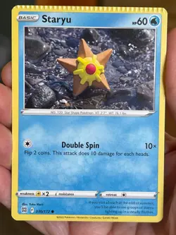 POKEMON STARYU 030/172 COMMON ERROR CRIMP MISCUT BRILLIANT STARS NM CARD - Image 1