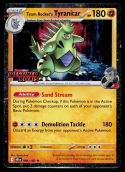 Team Rocket's Tyranitar (Prerelease) 096/182 Cosmo Holo Pokemon Near Mint - Image 1