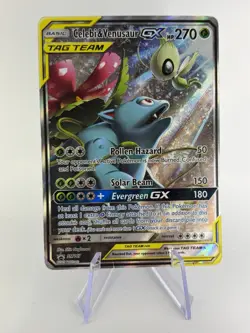 FULL ART Celebi & Venusaur GX Tag Team ULTRA RARE Pokemon SM167 Black - Image 1
