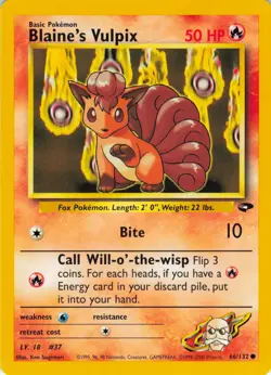 Blaine's Vulpix #66 Gym Challenge Pokemon TCG 1999 - Image 1