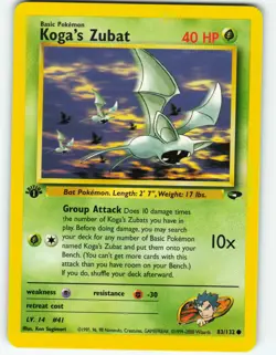 Koga's Zubat - 1st Edition - 83/132 Gym Heroes- WOTC - Pokemon TCG - 2000 - Image 1